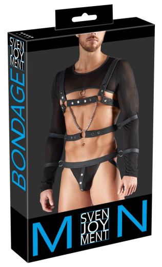 Crop-Top Brustharness & Jock Netz & Mattlook m. O-Ringen & Ketten transparent einstellbar von SVENJOYMENT kaufen