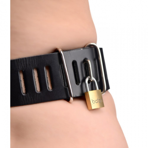 Damen Leder Keuschheitsgürtel abschliessbar Low Waist