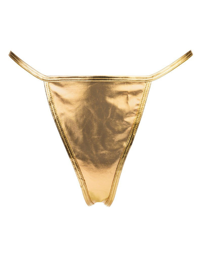 Damen Mini G-String goldfarben minimalistischer Damenstring mit elastischen Bändern mit PU-Beschichtung von RIMBA kaufen