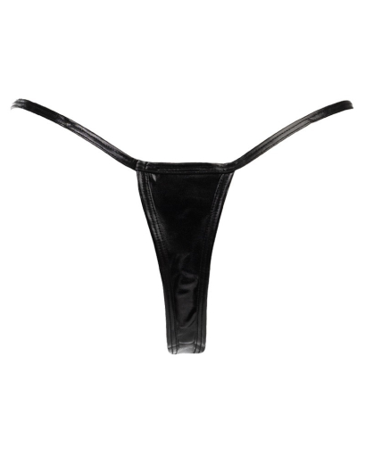 Womens Mini G-String black minimalist Thong w, elastic Bands by RIMBA with PU-Coating Vinyl Thong buy cheap