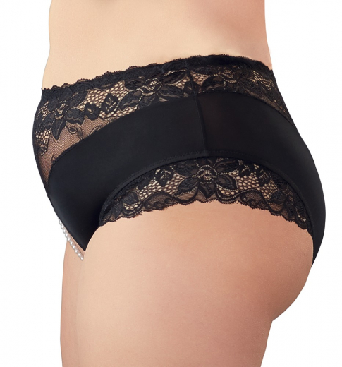Damenslip ouvert m. Perlenkette & Spitze grosse Grössen