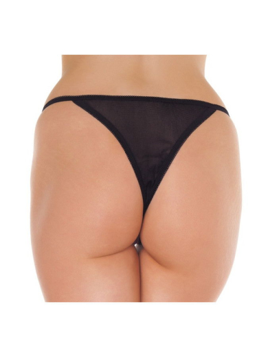 Damenstring schrittfrei Schmetterling schwarz mit hübscher Schmetterlingsstickerei vorne & einladend offen im Schritt kaufen
