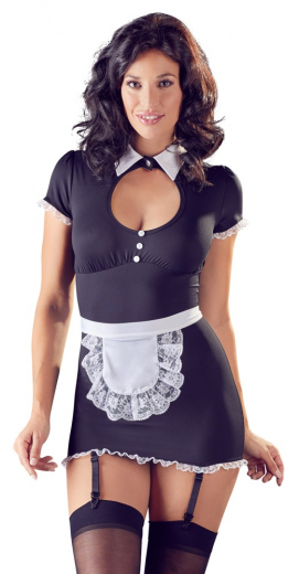 Costume da cameriera bretella mini abito con grembiule