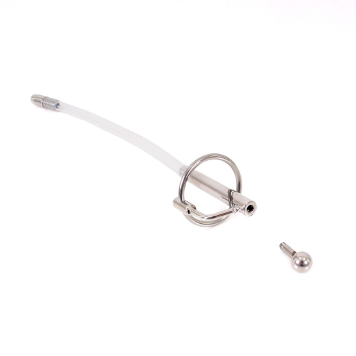 Dilator flexible Catheter Plug w. End Cap 8mm with transparent malleable Silicone-Hose & two different Glans Rings buy