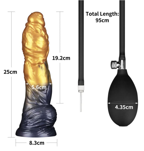 Dildo aufblasbar Dual Density Silikon AEROSX 10-Inch gold-schwarz starker Saugfuss abnehmbare Ball-Pumpe kaufen