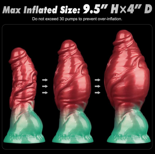 Dildo aufblasbar Dual Density Silikon AEROSX 7.5-Inch rot-grün mit starkem Saugfuss abnehmbare Pumpe kaufen