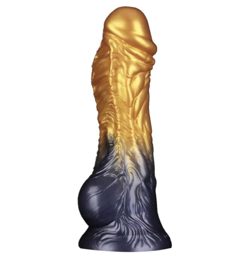 Dildo aufblasbar Dual Density Silikon AEROSX 8-Inch gold-schwarz mit starkem Saugfuss abnehmbare Ball-Pumpe kaufen