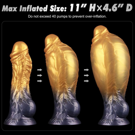 Dildo aufblasbar Dual Density Silikon AEROSX 8-Inch gold-schwarz m. Saugfuss abnehmbare Pumpe kaufen