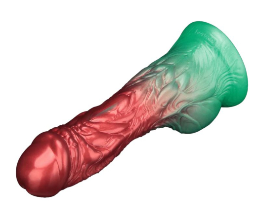 Acheter Godemiché gonflable Double Densité Silicone AEROSX 8-Inch rouge-vert avec ventouse forte pompe à balle amovible