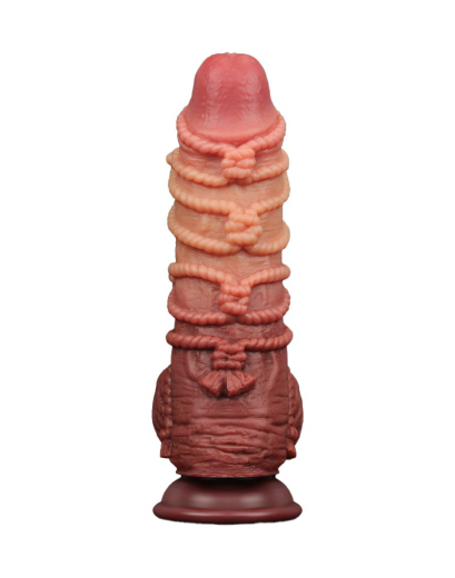 Dildo m. Bondageseil Dual Layer Nature Cock 9.5-Inch curved Silikon