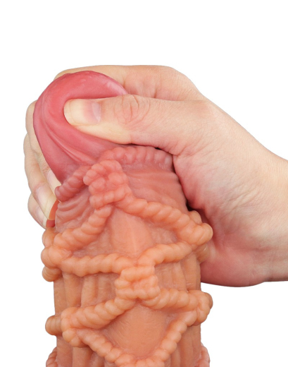 Dildo m. Bondageseil Dual Layer Nature Cock 9.5-Inch curved Silikon