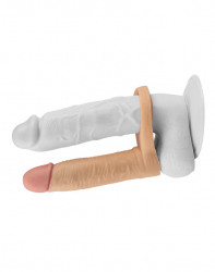 Dildo m. Cockring Ultra Soft Double Penetration Realistic 5.8-Inch