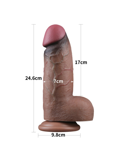 Dildo Dual Layer 9.5-Inch Nature Cock XXL Silicone brown