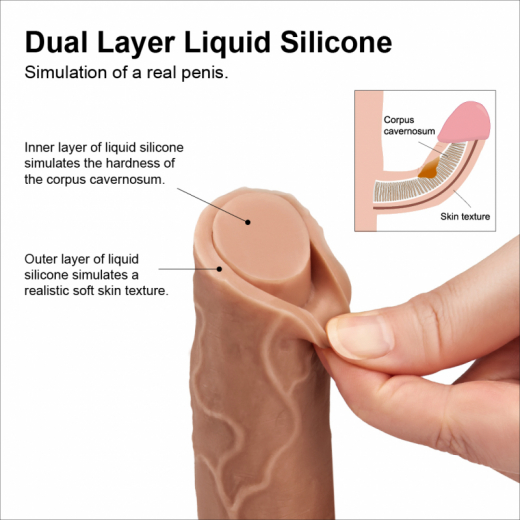 Dildo Dual Layer Nature Cock 9-Inch Silikon braun