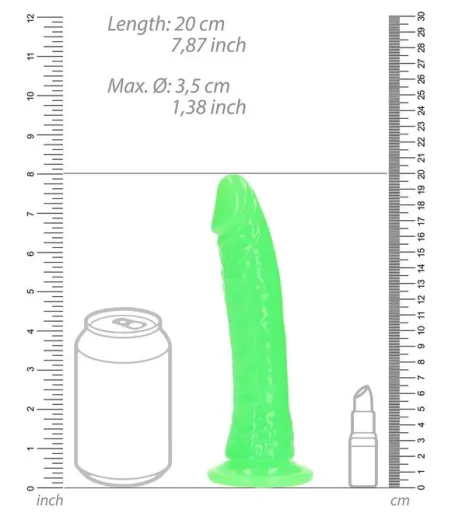 Dildo fluoreszierend Realistic slim Dong 7-Inch grün 3.5cm Durchmesser TPE leuchtet im Dunkeln von REALROCK kaufen