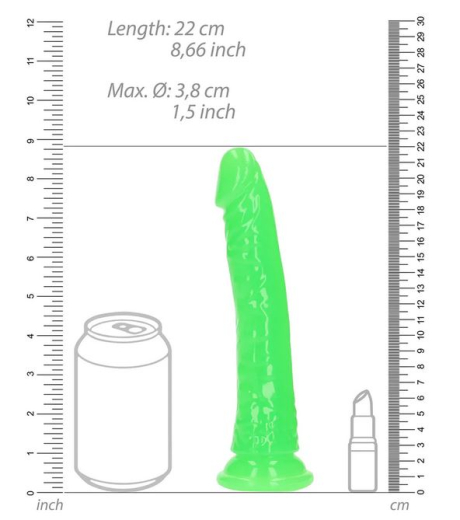 Dildo fluoreszierend Realistic slim Dong 8-Inch grün 20cm x 3.8cm einführbar TPE leuchtet im Dunkeln kaufen