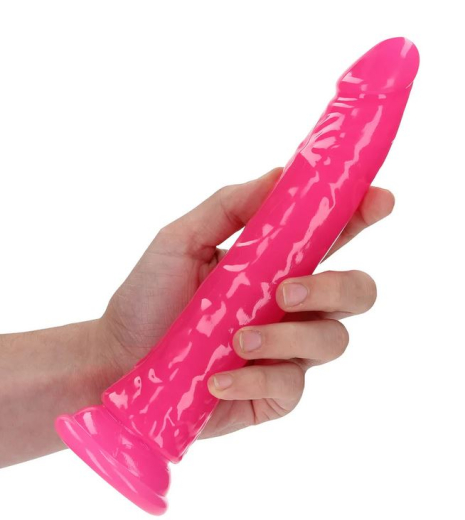Dildo fluoreszierend Realistic slim Dong 9-Inch pink 4.2cm Durchmesser leuchtet im Dunkeln von REALROCK kaufen