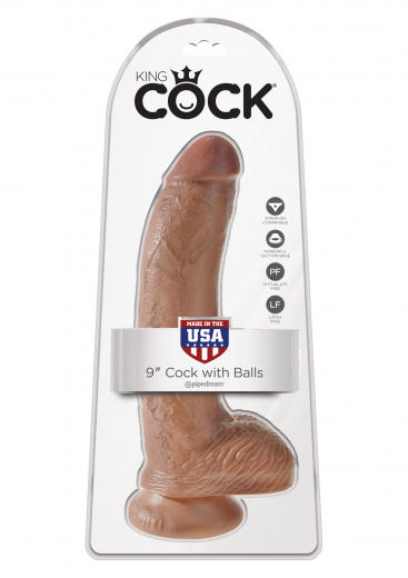 Godemiché m. Testicules King Cock 9 Inch Balls brun clair