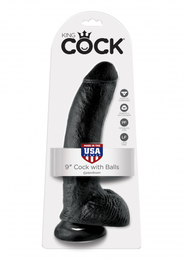 Dildo m. Hoden King Cock 9 Inch Balls schwarz