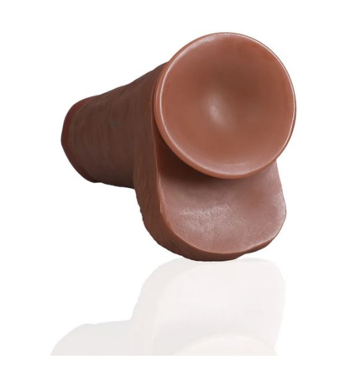 Dildo m. Hoden Extra Thick Straight 10-Inch hellbraun 20.3 cm x 8.1cm einführbar mit Äderung & Saugfuss kaufen