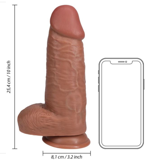 Dildo m. Hoden Extra Thick Straight 10-Inch hellbraun 20.3 cm x 8.1cm einführbar mit Äderung & Saugfuss PVC kaufen