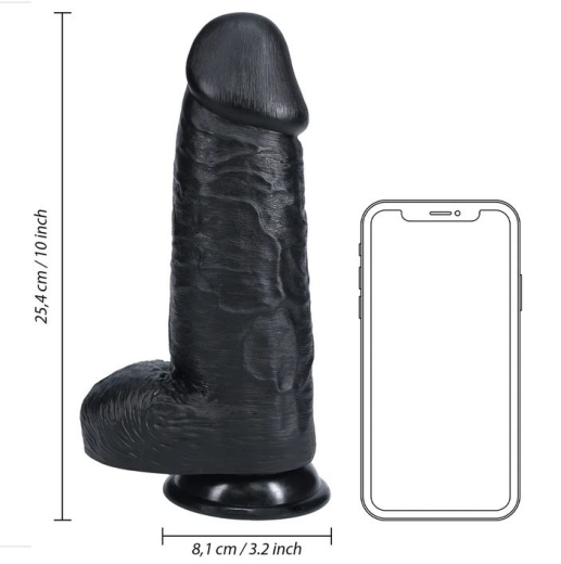 Dildo m. Hoden Extra Thick Straight 10-Inch schwarz 20.3 cm x 8.1cm einführbar mit Saugfuss PVC von REALROCK kaufen