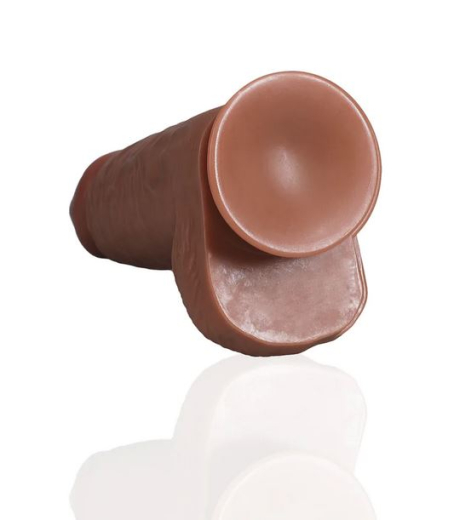 Dildo m. Hoden Extra Thick Straight 9-Inch hellbraun 17.5cm x 7.6cm mit Äderung & Saugfuss aus PVC günstig kaufen