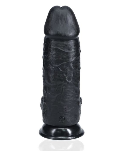 Dildo m. Hoden Extra Thick Straight 9-Inch schwarz 17.5cm x 7.6cm mit Äderung & Saugfuss PVC von REALROCK kaufen