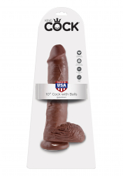Dildo m. Hoden King Cock 10 Inch Balls braun