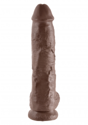 Dildo m. Hoden King Cock 10 Inch Balls braun