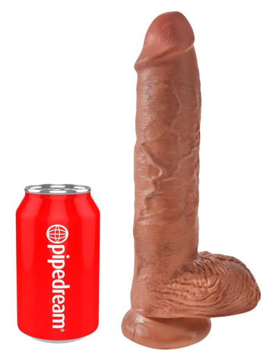 Dildo realistic King Cock 10 Inch Balls light brown