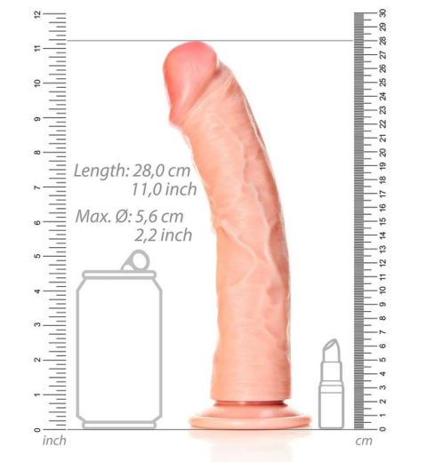 Dildo m. Saugfuss Curved Realistic 10-Inch hautfarben grosser PVC-Dildo mit Äderung von REALROCK günstig kaufen