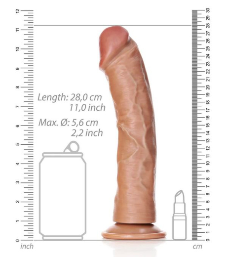 Dildo w. Suction Cup Curved Realistic 10-Inch light brown large PVC Penis-Dildo with Veins by REALROCK buy cheap