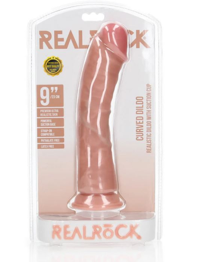 Dildo m. Saugfuss Curved Realistic 9-Inch haut 23cm x 5.5cm einführbar PVC-Dildo O-Ring Harness kompatibel kaufen