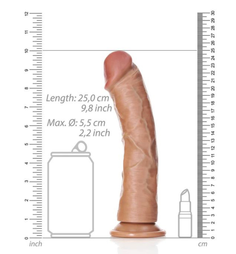 Dildo m. Saugfuss Curved Realistic 9-Inch hellbraun 5.5cm Durchmesser PVC-Dildo von REALROCK günstig kaufen