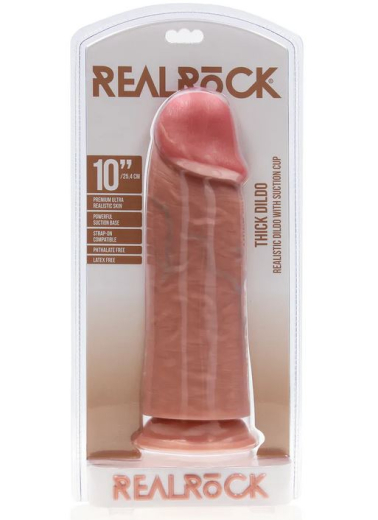 Dildo m. Saugfuss Extra Thick Straight 10-Inch haut 8.1cm Durchmesser mit Äderung PVC von REALROCK günstig kaufen