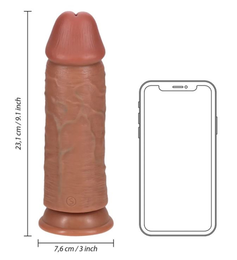 Dildo m. Saugfuss Extra Thick Straight 9-Inch hellbraun 21.1 cm x 7.6cm mit Äderung PVC von REALROCK kaufen