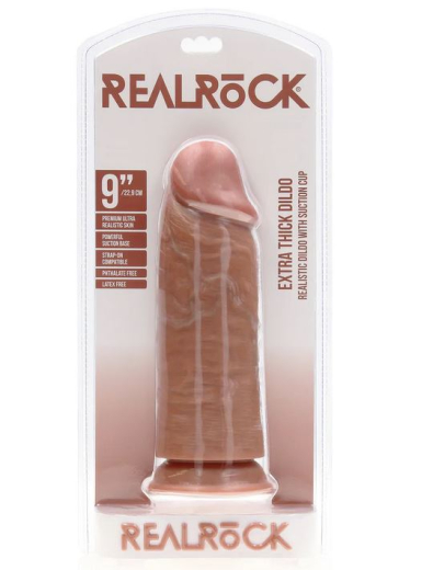 Dildo m. Saugfuss Extra Thick Straight 9-Inch hellbraun 21.1 cm x 7.6cm einführbar PVC von REALROCK kaufen