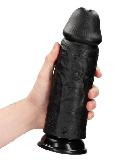 Dildo m. Saugfuss Extra Thick Straight 9-Inch schwarz 21.1cm x 7.6cm mit Äderung von REALROCK günstig kaufen