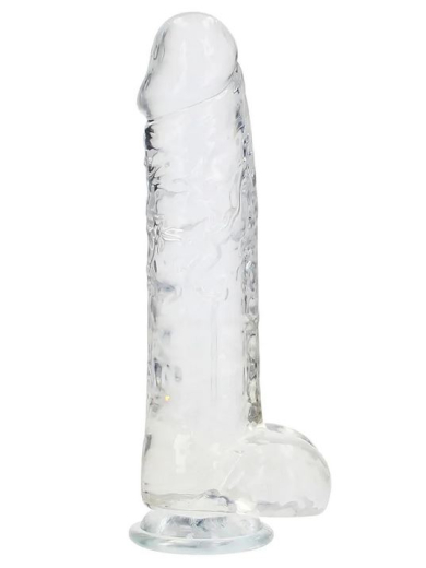Dildo m. Saugfuss Realistic Cock 10-Inch transparent mit Hodensack 25.4cm x 6cm einführbar lebensechtes TPE kaufen
