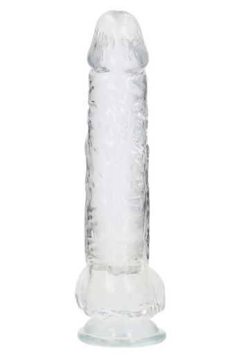 Dildo m. Saugfuss Realistic Cock 10-Inch transparent mit Hodensack 6cm Durchmesser TPE Material von REALROCK kaufen