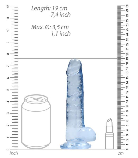 Dildo m. Saugfuss Realistic Cock 7-Inch blau mit Hodensack 15cm x 3.5cm einführbar TPE günstig kaufen