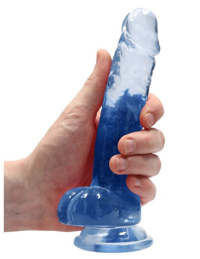 Dildo m. Saugfuss Realistic Cock 7-Inch blau mit Hodensack 3.5cm Durchmesser TPE von REALROCK günstig kaufen