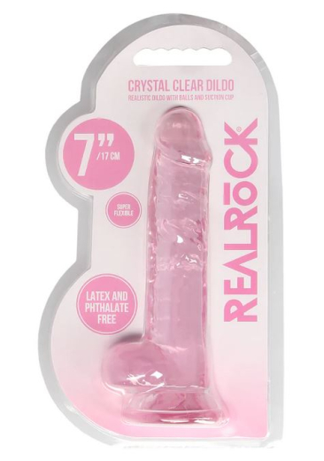 Dildo m. Saugfuss Realistic Cock 7-Inch pink mit Hoden 3.5cm Durchmesser lebensechtes superweiches TPE kaufen