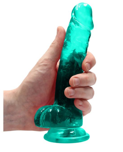 Dildo m. Saugfuss Realistic Cock 7-Inch türkis mit Hodensack 3.5cm Durchmesser TPE von REALROCK kaufen