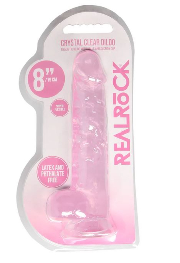 Dildo m. Saugfuss Realistic Cock 8-Inch pink mit Hodensack 14cm Durchmesser TPE von REALROCK günstig kaufen