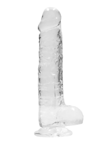 Gode avec ventouse Realistic Cock 8-Inch transparent avec scrotum 16cm x 4cm matériel TPE de REALROCK acheter