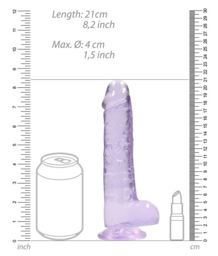 Dildo m. Saugfuss Realistic Cock 8-Inch violett mit Hodensack 16cm x 4cm lebensechtes TPE von REALROCK kaufen
