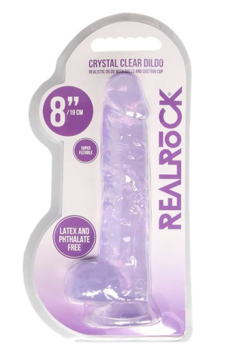 Dildo m. Saugfuss Realistic Cock 8-Inch violett mit Hoden 4cm Durchmesser TPE von REALROCK günstig kaufen