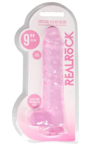 Dildo m. Saugfuss Realistic Cock 9-Inch pink mit Hodensack lebensechtes TPE von REALROCK günstig kaufen